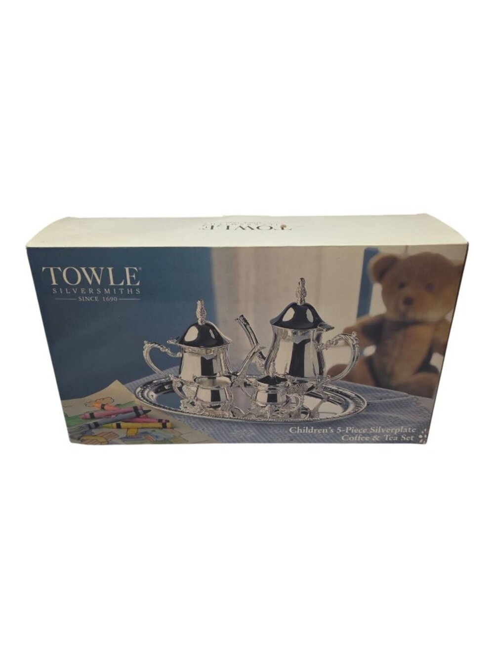 Towle Silversmiths Childs Silverplate Coffee/Tea Set IOB 5pc Tray Creamer Sugar
